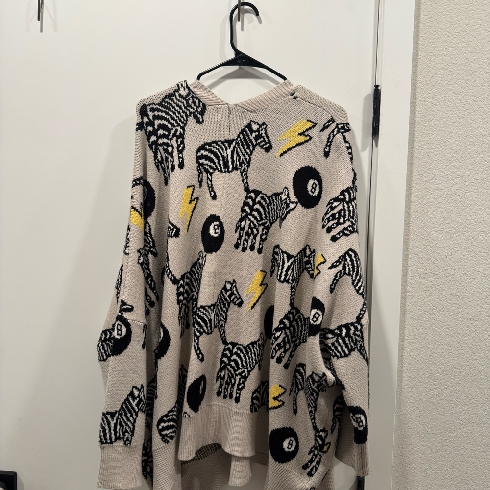 Dressed in LaLa Zebra/Lighting Bolt/ 8ball Oversized Sweater
